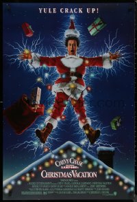 8p1075 NATIONAL LAMPOON'S CHRISTMAS VACATION DS 1sh 1989 Consani art of Chevy Chase, yule crack up!