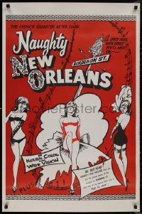 8p1077 NAUGHTY NEW ORLEANS 25x38 1sh R1959 Bourbon St. showgirls in French Quarter after dark!