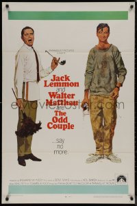 8p1083 ODD COUPLE 1sh 1968 art of best friends Walter Matthau & Jack Lemmon by Robert McGinnis!