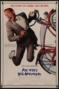 8p1096 PEE-WEE'S BIG ADVENTURE 1sh 1985 Tim Burton, best image of Paul Reubens & his beloved bike!