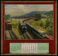 8p0250 PENNSYLVANIA RAILROAD calendar 1956 Grif Teller train art, world's greatest highway!