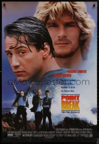 8p1109 POINT BREAK DS 1sh 1991 Keanu Reeves, Patrick Swayze and gang in masks, robbery & surfing!