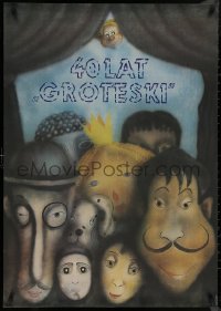 8p0103 40 LAT GROTESKI stage play Polish 27x38 1985 40 years of the grotesque, wild Pledner art!