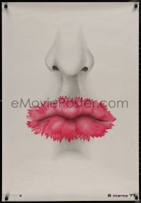 8p0104 8 MARCA 77 Polish 26x38 1977 woman's face with her two lips made of tulips!