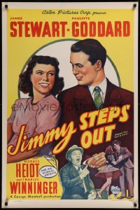 8p1111 POT O' GOLD 1sh R1946 romantic c/u of James Stewart & Paulette Goddard, Jimmy Steps Out!