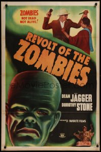 8p1144 REVOLT OF THE ZOMBIES 1sh R1947 cool artwork, they're not dead and they're not alive!