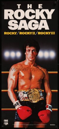 8p0132 ROCKY SAGA 16x36 video poster 1983 cool image of Sylvester Stallone in the title role!