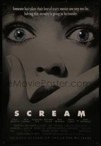 8p1174 SCREAM 1sh 1996 directed by Wes Craven, someone has taken scary movies too far!