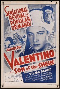 8p1194 SON OF THE SHEIK 1sh R1930s Rudolph Valentino, sensational revival by popular demand!