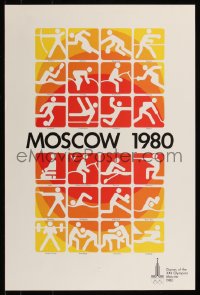 8p0268 1980 SUMMER OLYMPICS 16x24 special poster 1980 great art of many different sports!