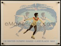 8p0271 1980 WINTER OLYMPICS 19x25 special poster 1980 Wheeler art of Olympic ice-skater!
