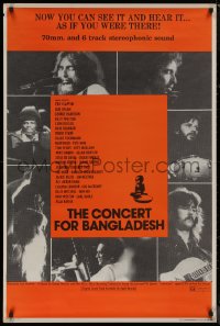 8p0817 CONCERT FOR BANGLADESH Colby 28x42 1sh 1972 Dylan, Harrison, 70mm & sterephonic, ultra rare!