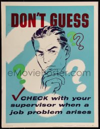 8p0096 DON'T GUESS 17x22 motivational poster 1960s check with your supervisor before problems!