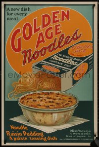 8p0136 GOLDEN AGE NOODLES 28x42 advertising poster 1935 noodle raisin pudding, palate teasing dish!