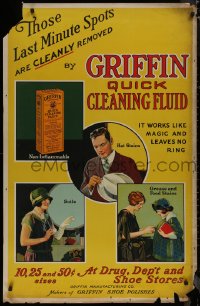 8p0137 GRIFFIN QUICK CLEANING FLUID 30x46 advertising poster 1930s spots are cleanly removed!