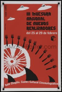 8p0164 III MUESTRA NACIONAL DE NUEVOS REALIZADORES 20x30 Cuban film festival poster 2004 UFOs, forks, shark fins by Abreu!