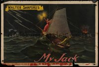 8p0118 MY JACK 29x42 stage poster 1890s man & woman rowing near shipwreck during a fierce storm!
