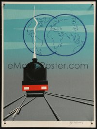 8p0069 PIERRE FIX MASSEAU signed 12x16 French art print 1990 by the artist, Trains and Globes!