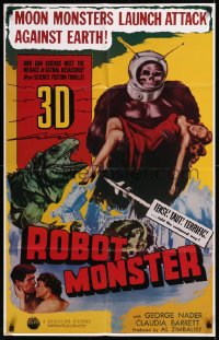 8p0230 ROBOT MONSTER tv poster R1981 3-D, the worst movie ever, great wacky art!