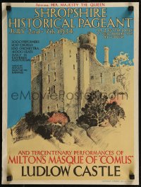 8p0323 SHROPSHIRE HISTORICAL PAGEANT 15x20 English special poster 1934 great art of the castle!