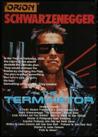 8p0335 TERMINATOR 20x29 special poster 1980s cyborg Arnold Schwarzenegger with gun!