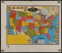 8p0340 UNITED STATES AT WAR 26x30 special poster 1940s cool art of the states & historical moments!