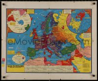 8p0344 WAR IN EUROPE 24x29 Canadian special poster 1944 with dates of battles all over the world!