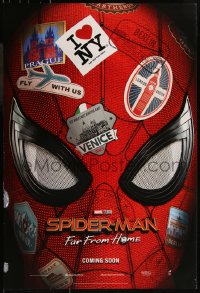 8p1205 SPIDER-MAN: FAR FROM HOME int'l teaser DS 1sh 2019 Marvel Comics, cool close-up!