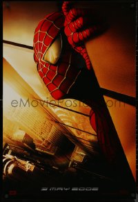 8p1203 SPIDER-MAN teaser DS 1sh 2002 Tobey Maguire w/WTC towers in eyes, Marvel Comics!