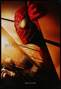 8p1202 SPIDER-MAN int'l Spanish language teaser DS 1sh 2002 Maguire w/WTC towers in eyes, Marvel!