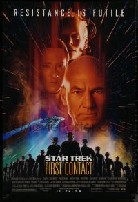 8p1214 STAR TREK: FIRST CONTACT advance 1sh 1996 Jonathan Frakes, Stewart, Spiner, sexy Borg Krige!