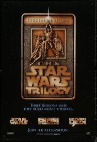 8p1220 STAR WARS TRILOGY int'l DS 1sh 1997 George Lucas, Empire Strikes Back, Return of the Jedi!