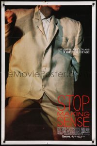 8p1223 STOP MAKING SENSE 1sh 1984 Jonathan Demme, Talking Heads, close-up of David Byrne's suit!
