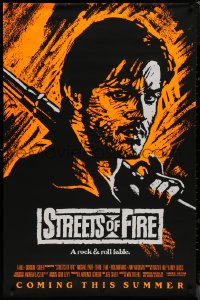 8p1231 STREETS OF FIRE advance 1sh 1984 Walter Hill, Riehm orange dayglo art, a rock & roll fable!