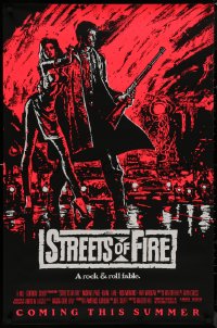 8p1230 STREETS OF FIRE advance 1sh 1984 Walter Hill, Riehm pink dayglo art, a rock & roll fable!