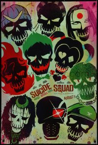 8p1235 SUICIDE SQUAD teaser DS 1sh 2016 Smith, Leto as the Joker, Robbie, Kinnaman, cool art!