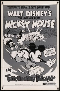 8p1256 TOUCHDOWN MICKEY 1sh R1974 Walt Disney, great cartoon art of Mickey Mouse playing football!