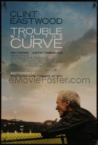 8p1262 TROUBLE WITH THE CURVE advance DS 1sh 2012 cool image of Clint Eastwood, baseball!