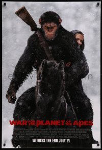 8p1274 WAR FOR THE PLANET OF THE APES style D advance DS 1sh 2017 Caesar and Miller on horseback!