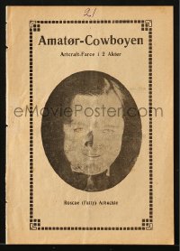 8r0274 MOONSHINE Danish program 1918 Fatty Arbuckle & Buster Keaton hillbilly bootlegging comedy!