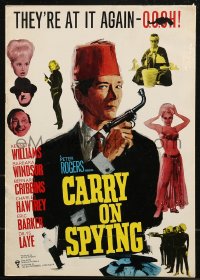 8r0489 CARRY ON SPYING English pressbook 1964 sexy English spy spoof, they're at it again - 0.0.0H!