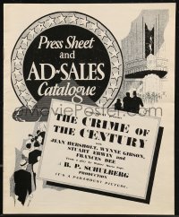 8r0491 CRIME OF THE CENTURY English pressbook 1933 Jean Hersholt, Wynne Gibson, Stuart Erwin