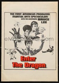 8r0493 ENTER THE DRAGON English pressbook 1974 Bruce Lee kung fu classic that made him a legend!