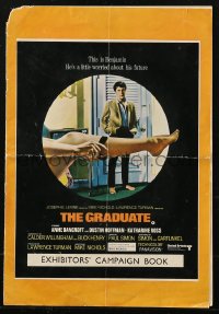 8r0498 GRADUATE English pressbook 1968 classic image of Dustin Hoffman & sexy leg in bed, Oscar!