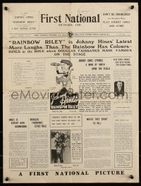 8r0502 RAINBOW RILEY English pressbook 1927 Johnny Hines, more laughs than the rainbow has colors!