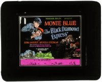 8r0155 BLACK DIAMOND EXPRESS glass slide 1927 Monte Blue, story by Darryl F. Zanuck, cool train art!