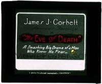 8r0167 EYE OF DEATH glass slide 1920 stars real life U.S. heavyweight boxing champ James J. Corbett!