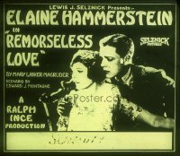 8r0203 REMORSELESS LOVE glass slide 1921 close up of pretty Elaine Hammerstein & Niles Welch!