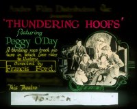 8r0218 THUNDERING HOOFS glass slide 1922 thrilling race track picture in which love rides to victory