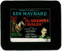8r0220 UNKNOWN CAVALIER glass slide 1926 Ken Maynard & his horse Tarzan in Perkins' Ride Him Cowboy!